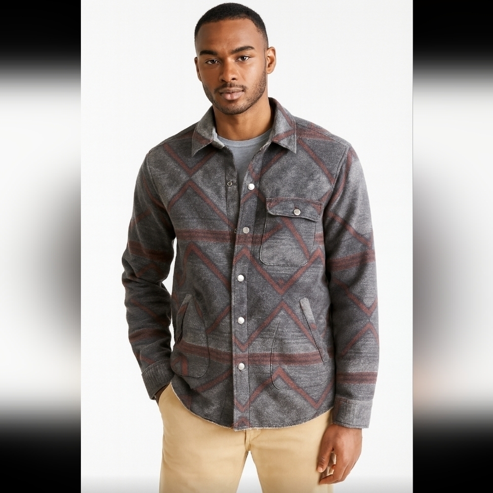 Faherty Mens Aztec Printed Bondi Reversible Midweight Shacket Jacket M